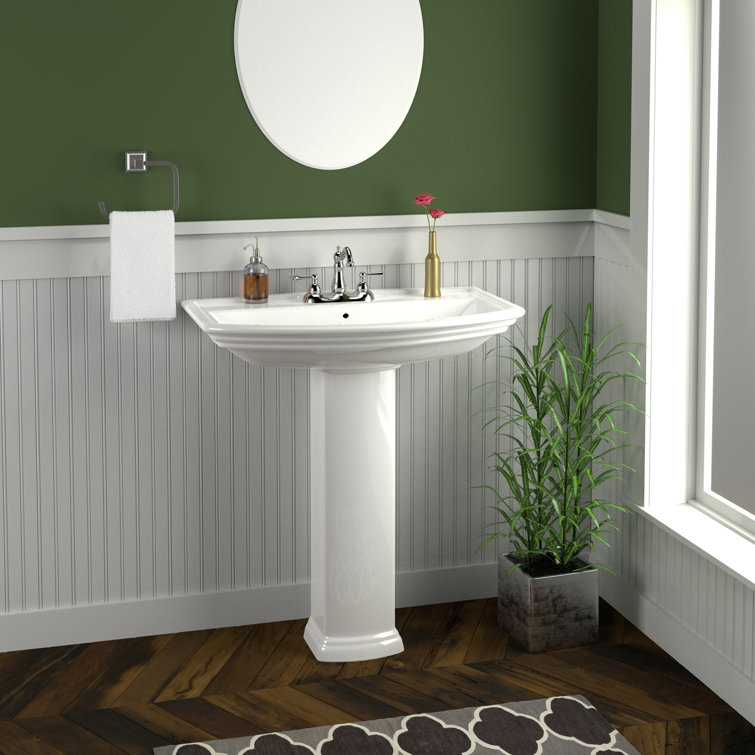 Barclay 27.38" Tall White Vitreous China Rectangular Pedestal Bathroom